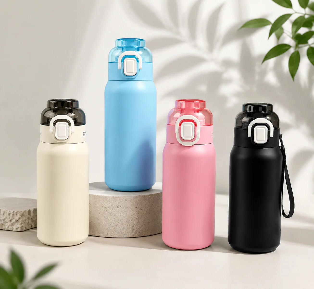 LUSQI 304 Stainless Steel Vacuum Insulated Water Bottle With 7 Flavor Pods 600/800ml Portable Thermos Outdoor Sports Water Cup