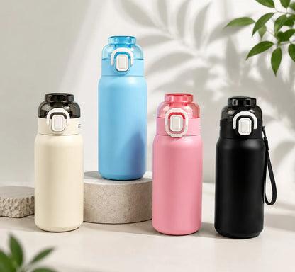 LUSQI 304 Stainless Steel Vacuum Insulated Water Bottle With 7 Flavor Pods 600/800ml Portable Thermos Outdoor Sports Water Cup