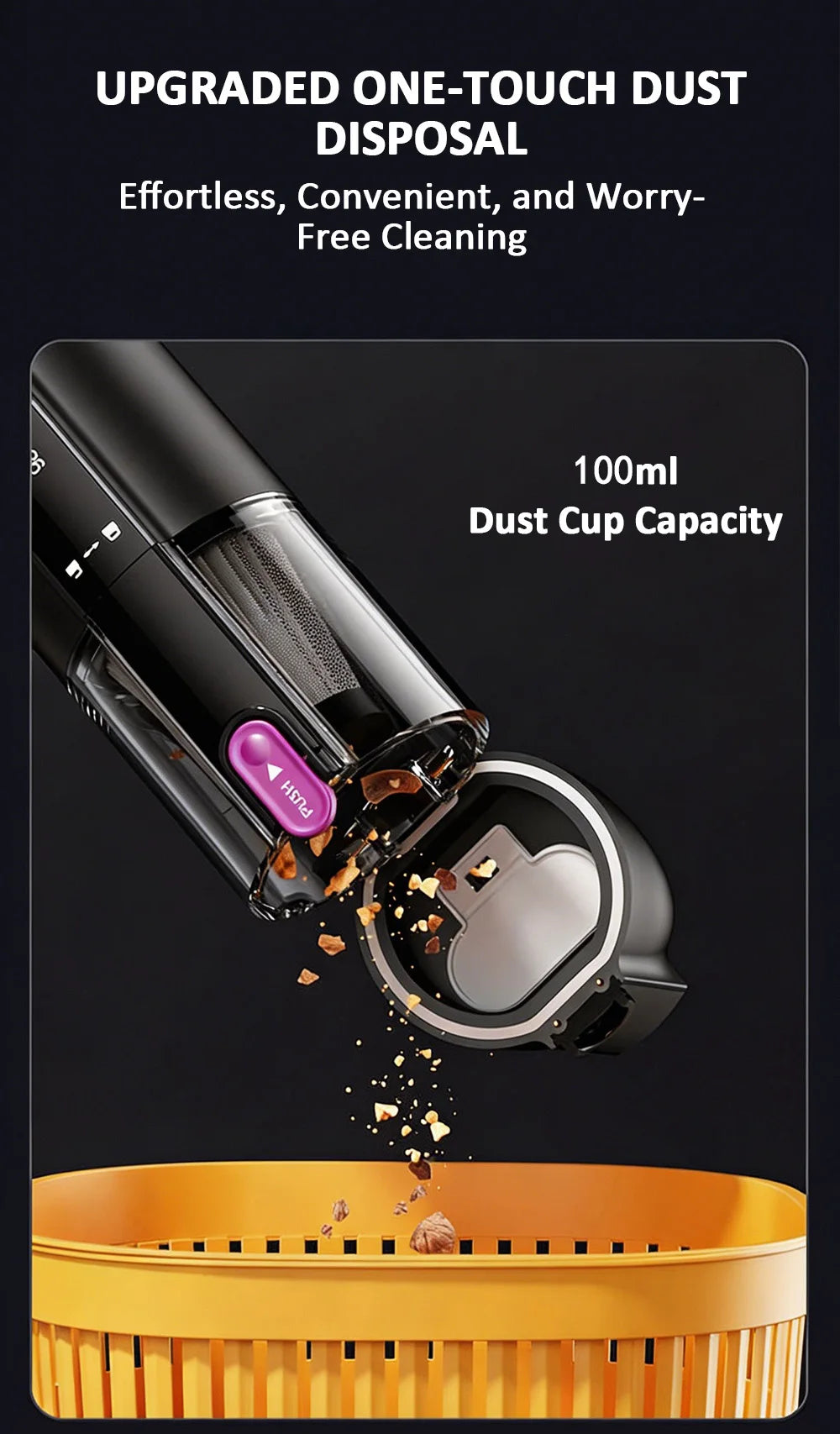 Car Vacuum Cleaner With Brushless Motor Lighting Handheld Vacuum Portable Cordless Compressed Air Duster For Car Home Office