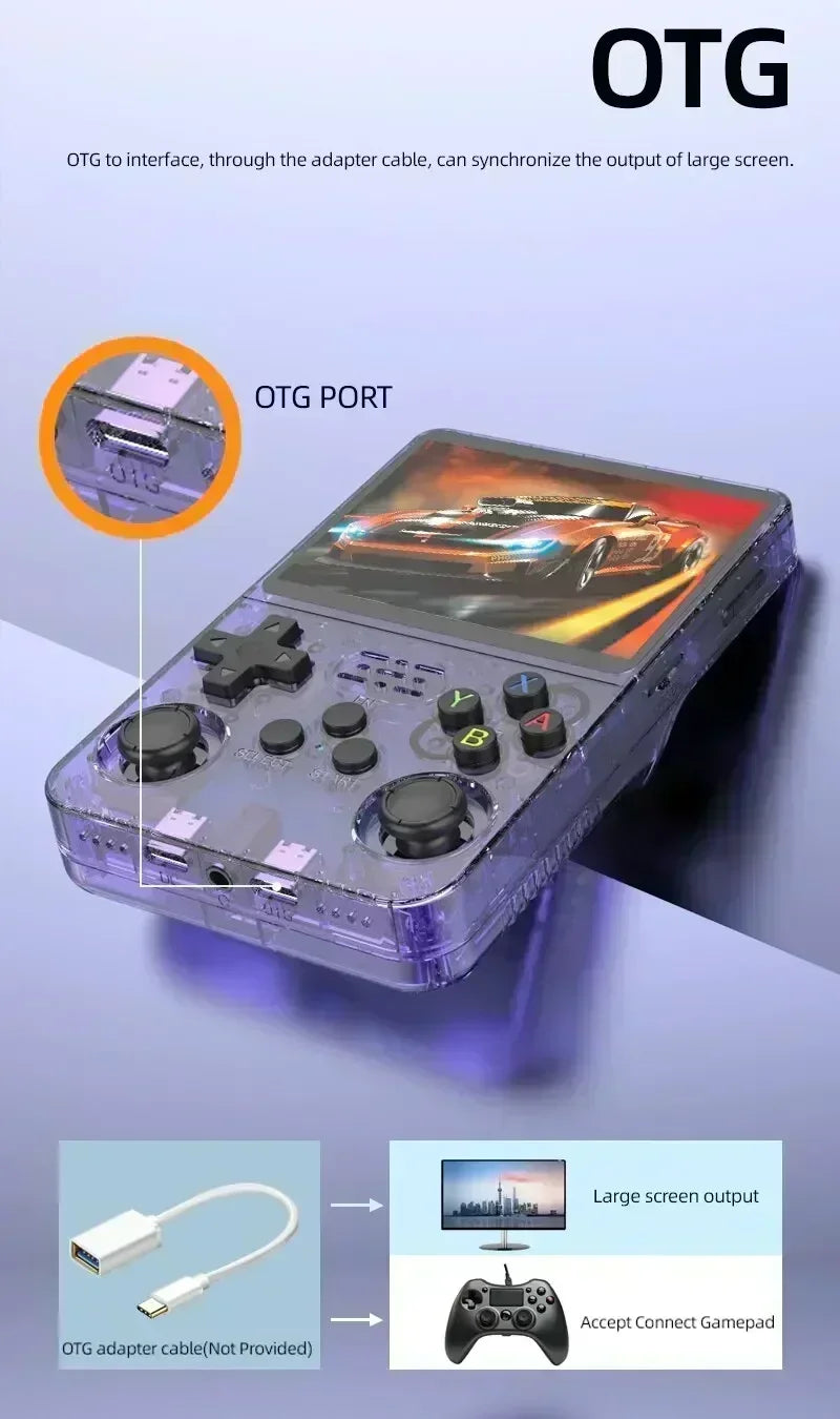 R36S Retro Handheld Game Console - 3.5 Inch IPS Screen, 64GB/128GB/256GB, Portable Gaming Device with Built-in Games