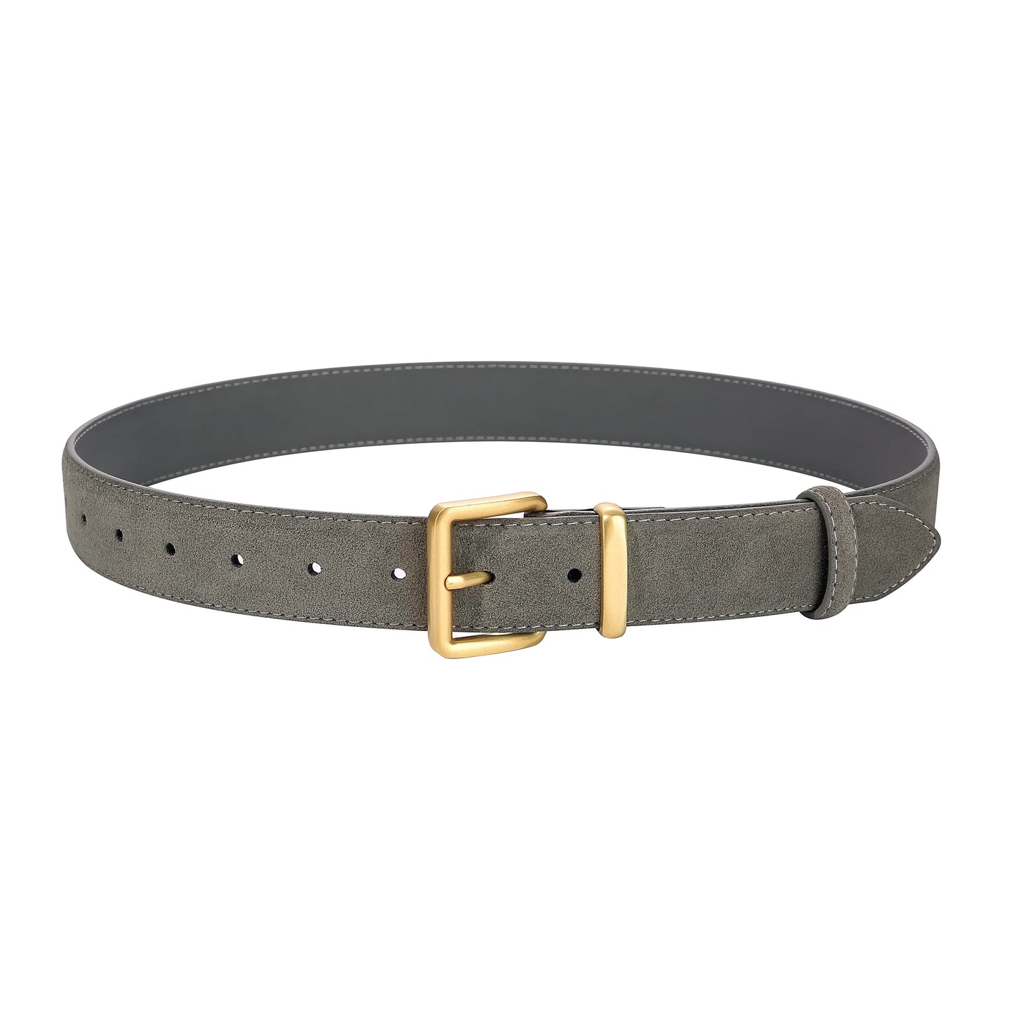 Luxury Suede Cowhide Leather Belt for Women, Vintage Style with Gold Buckle, 3.3cm Wide Waistband for Dresses & Jeans