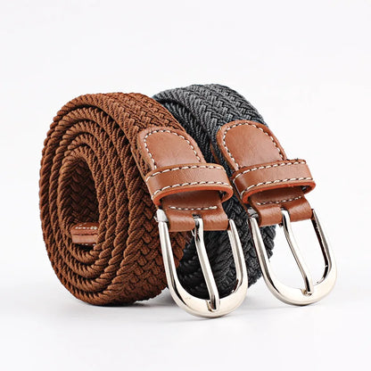 2.5cmx100cm Unisex Extended Elastic Knitted Thin Belt Women's Needle Button Canvas Jeans Student  Canvas Elastic Belt for Women