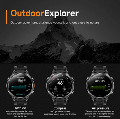 LIGE 2026 Nowy Męski Wojskowy Zegarek Smartwatch GPS Mapa Kompas Pamięć 4GB Bateria 1000mAh Wodoodporność 10ATM Rozmowy Bluetooth HD