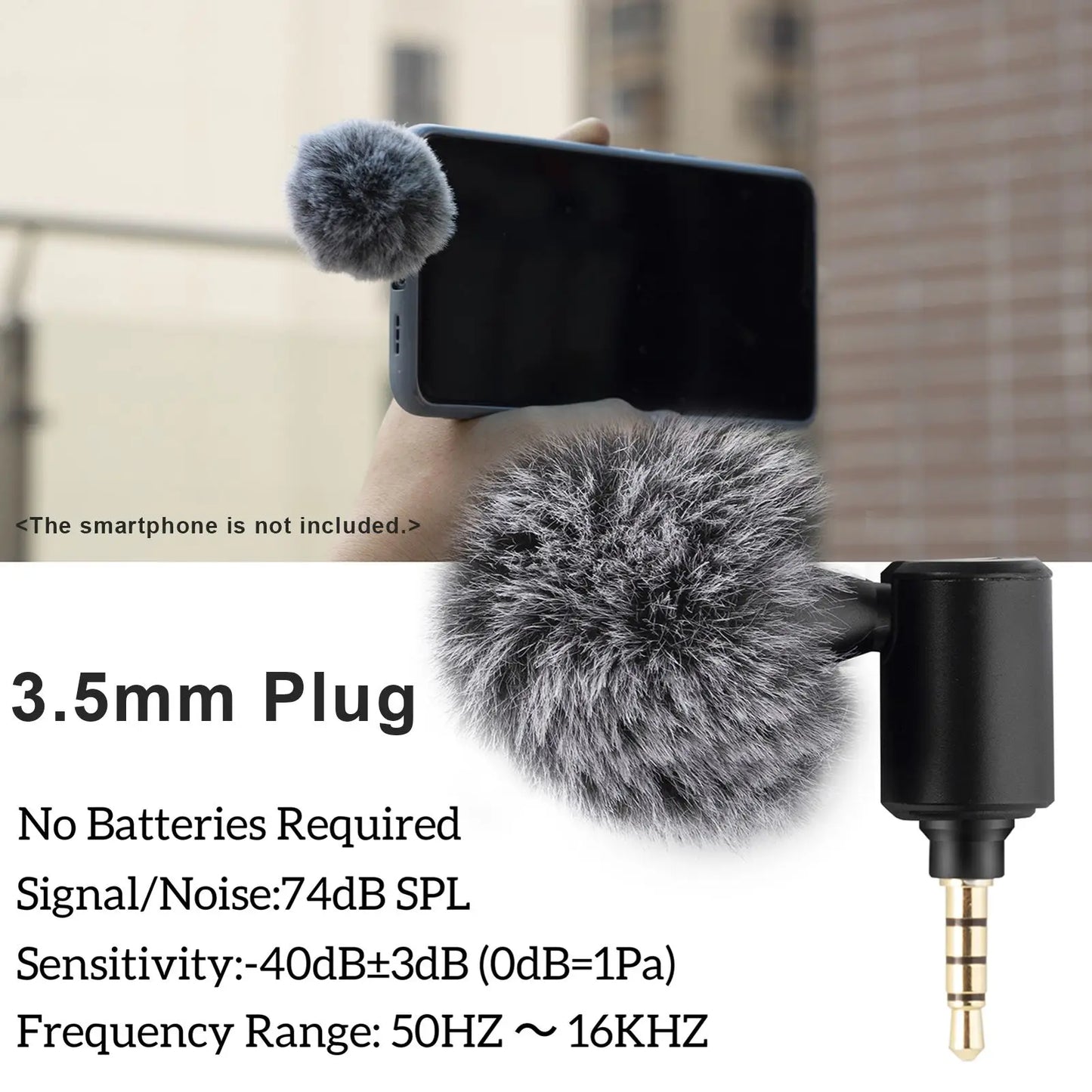 Plug-in Smartphone Microphone Mobile Phone Mic Cardioid Pickup Type-C Plug 90° Angle  with 2pcs Windscreen for Sm