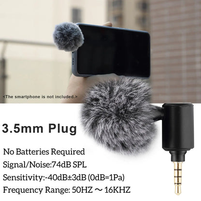 Plug-in Smartphone Microphone Mobile Phone Mic Cardioid Pickup Type-C Plug 90° Angle  with 2pcs Windscreen for Sm