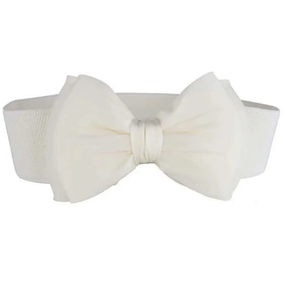 1Pcs New Big Bowknot Waist Belt Elastic Stretch Buckle Bow Waistband Wide Satin Bow Belt for Girls Lady Women