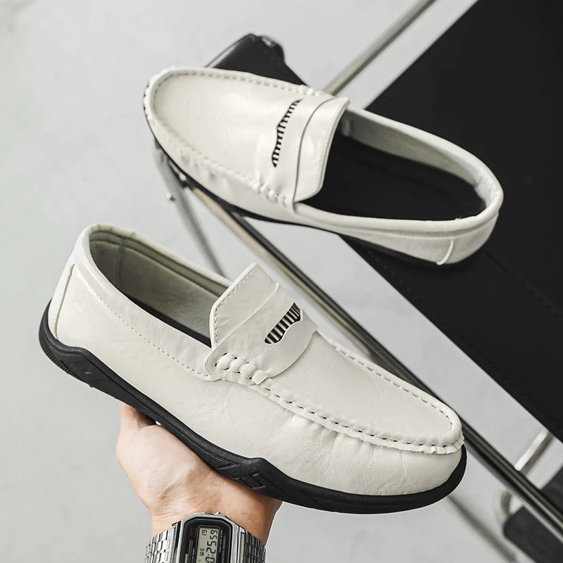 Men's Drving Shoes Soft Comfortable Slip on Office Man Formal Shoes Leather Shoes Wedding Party Casual Shoe Breath Lazy Loafers