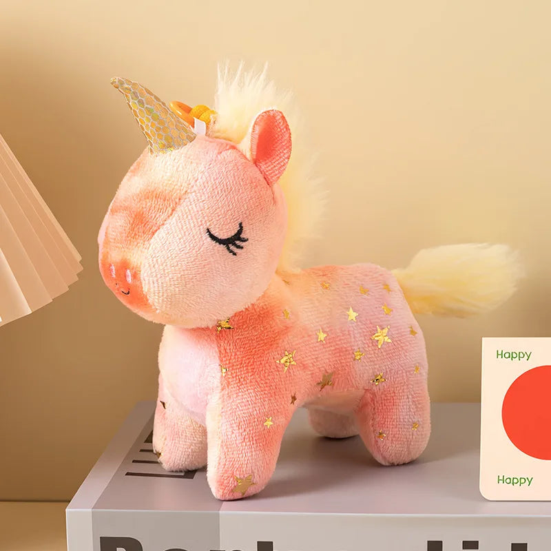 The Horse Cute Sparkly Star Pattern Plush Unicorn Doll Keychain Soft Fluffy Stuffed Toy Bag Pendant Claw Machine Prize Party