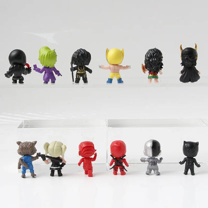 12 Pcs/Set Q Mini Super Hero Figures Decoration Action Figure Toys Superhero Model Capsule Toys Christmas Gifts