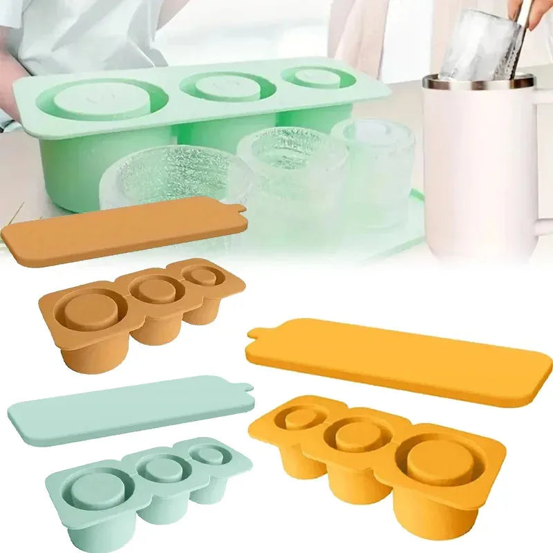 Ice Mold for Stanley Cup Silicone Cylinder Ice Mold with Lid and Bin for Freezer Ice Drink Juice Whiskey Cocktail Summer Gifts