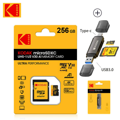 KODAK 100% Original Micro sd Card 16GB 32GB 64GB 128GB 256GB Microsd Memory Card Class10 SDXC U3 4K TF Card for Drone Phone