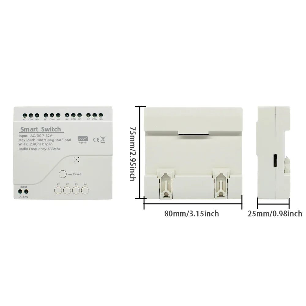 Tuya / Ewelink 4CH WiFi / Zigbee Smart Relay Switch Module 4 Channel AC DC 7-32V 85-250V RF433 Receiver for Alexa Google Home