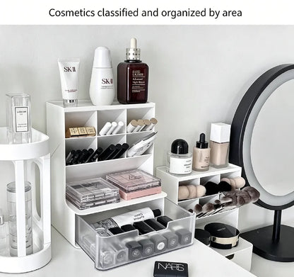 New Drawer Makeup Storage Box Dormitory Finishing Plastic Shelf Cosmetics Skin Care Dressing Table Desktop Makeup Storage Box