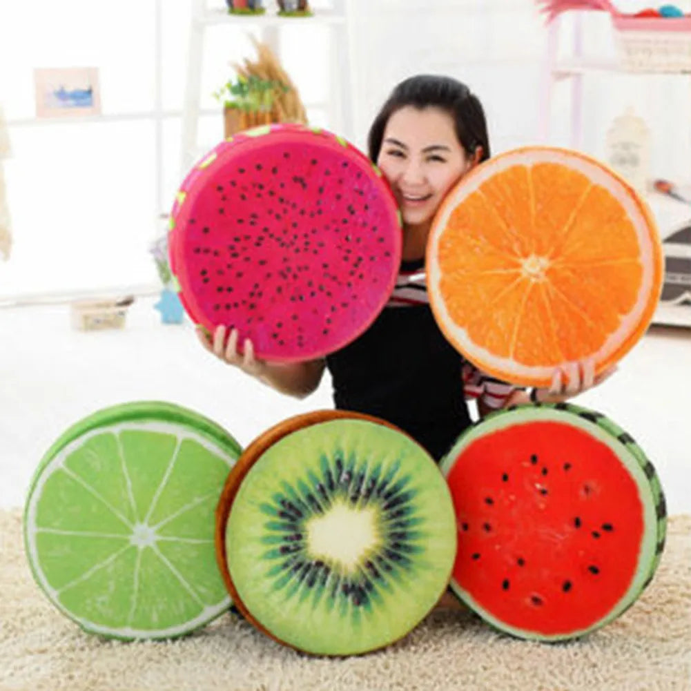 Cartoon Fruits Print Round Bar Chair Cushion Cover Anti-Slip Seat Cushion Slipcover Soft Stool Cushion Covers For Living Dining