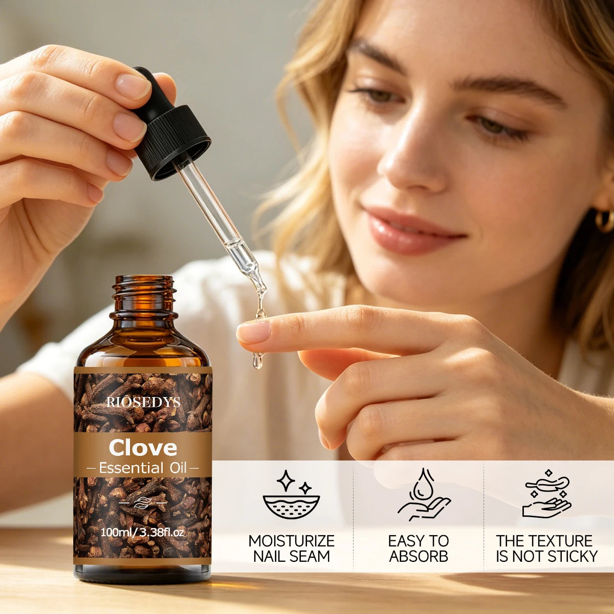 100ml CLOVE ESSENTIAL OIL Suitable For Massage And Skincare, Deeply Nourishes And Moisturizes, And Improves Skin Condition.