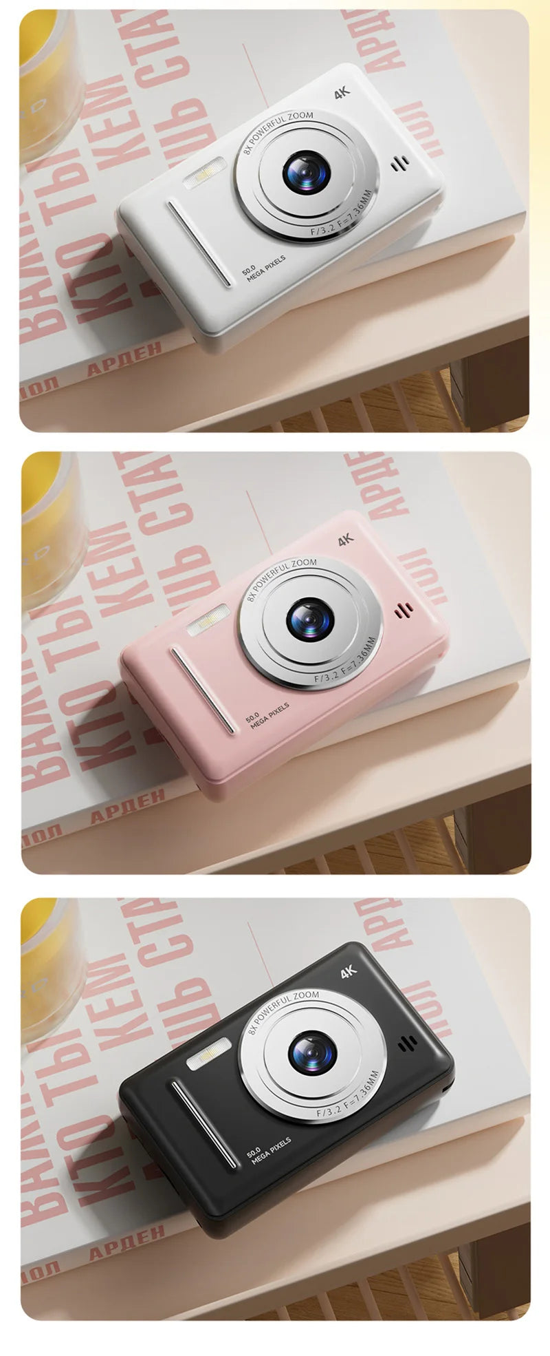 Xiaomi Retro 4K CCD Camera 50MP Auto Focus Dual Flash 8x Zoom Portable Student Vlog Camera for Beginners Travel Gift Photography