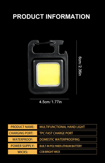Convenient Carry-on Keychain Camping Light Multi-function COB Rechargeable Emergency Light Mini High Bright Camping Lights
