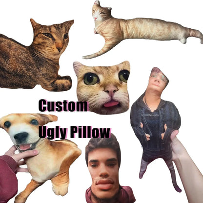 Custom Ugly Pet Pillow with Picture Customized Stuffed Animal Pillows Personalized Funny Photo Dog Cat Face Pillow Gifts for Fri