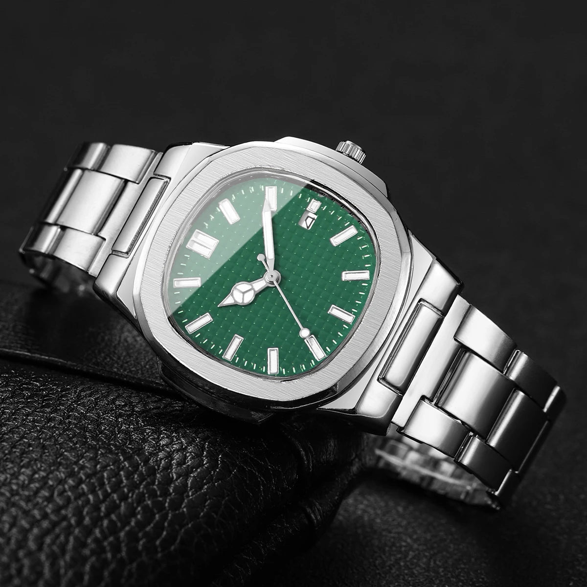 2/4PCS Fashion Men Business Watches Set Simple Square Mens Quartz Watch with Calendar Reloj Hombre（Without Box）