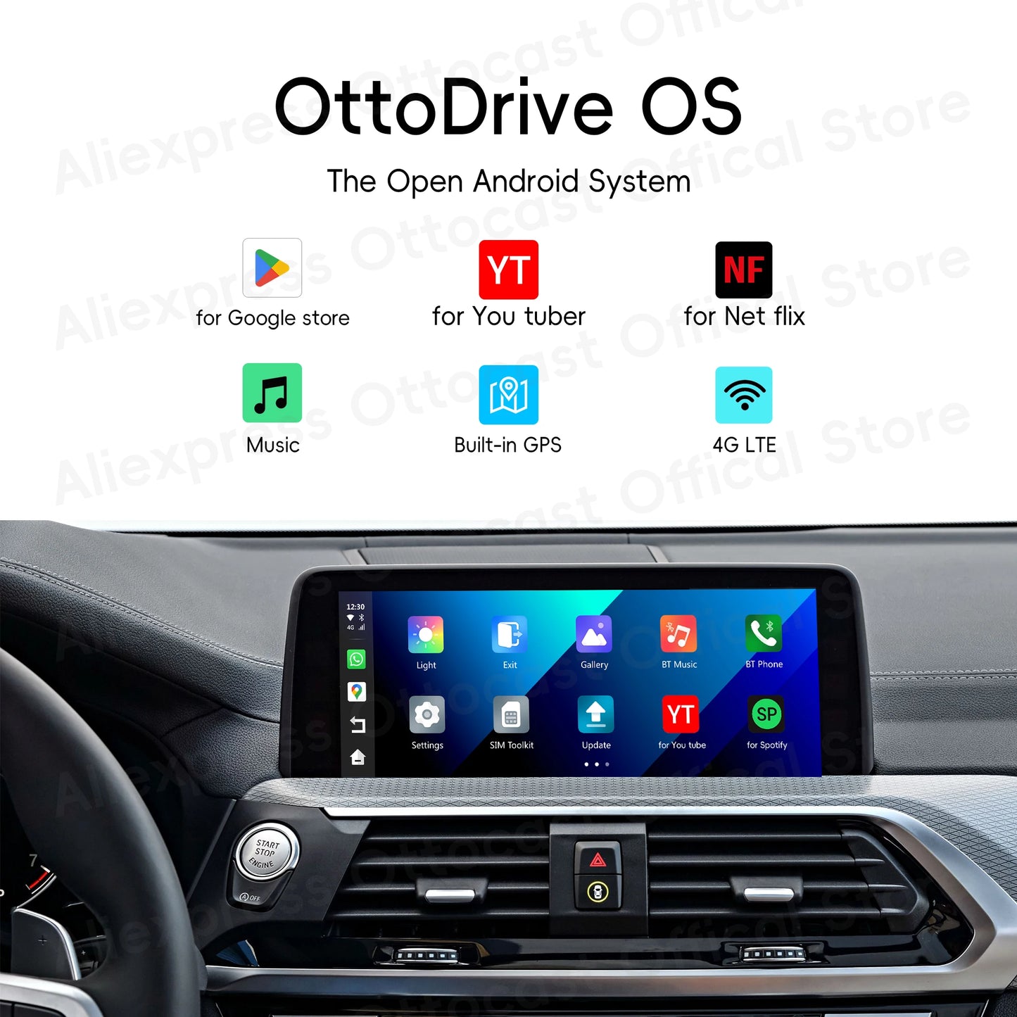 OTTOCAST OttoAiBox i3 for Car built in Wireless CarPlay AI Box Android 13 TV Box QCM 6125 for Netflix for BMW Car Accessories