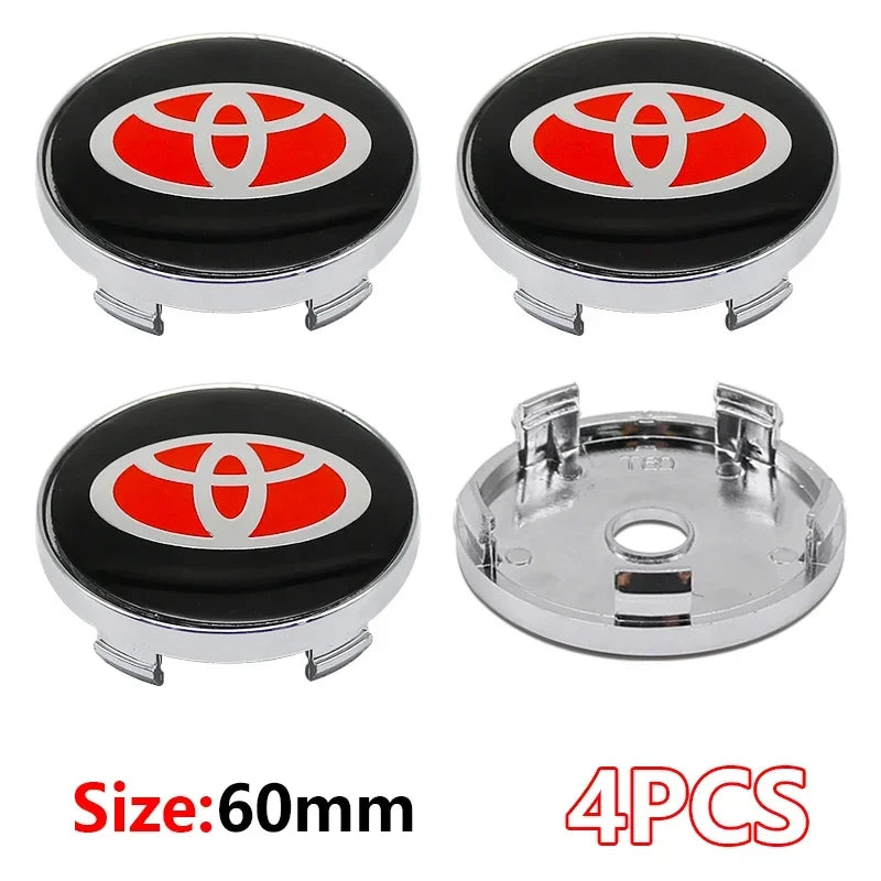 4Pcs 60mm For Car emblem Wheel hub Center Cap Badge covers sticker Decals Styling For Toyota Corolla RAV4 LEVIN Yaris C-HR Camry