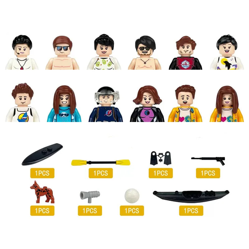 City character building block figure set, little block people, block accessories, engineer, doctor, firefighter, kids' toy