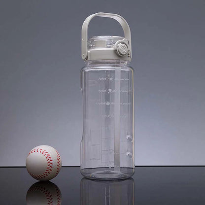 1.5/2Liter Sport Straw Water Bottle With Time Scale Plastic Summer Cold Juice Water Cup Large Capacity Portable Travel Bottles