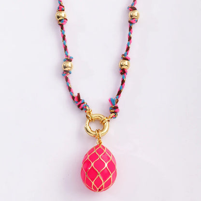 Boho Style Nature Cotton Cord Long Knotting Beaded Jewelry,Colorful Braided Rope Sweater Amulet Party Summer Beach Gift Supplies