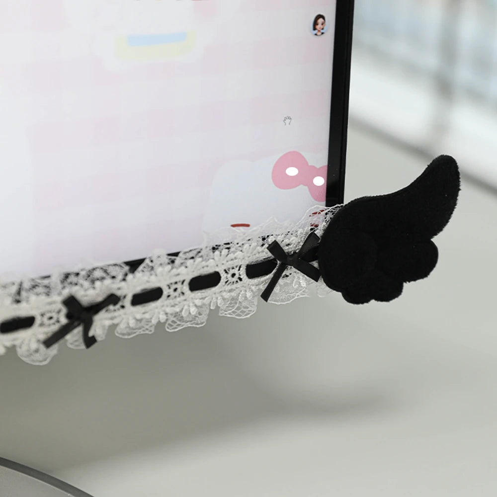 Bow Lace Cute Table Screen Decorative Computer Monitor Decorative Stickers Gaming Room Frame Display Screen Decorative Ornaments