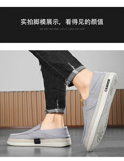 Summer Casual Loafers Men Breathable Slip On Casual Shoes for Men Classic Linen Canvas Sneakers Male Light Flats Lazy Shoes