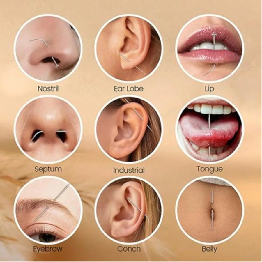 Stainless Steel Flat Back Earrings Applicator Tool Threadless Insertion Pin Thread Body Piercing Kit For Ear Nose Lip