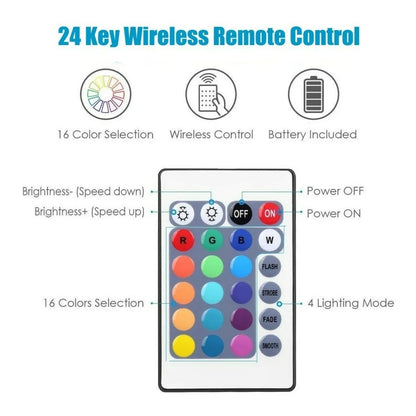 24Key Remote RGB Under Cabinet Light 5V USB Switch 1 2 4 6 Lights Kit Slim Lamp for Kitchen Display Case Home Bar Desk Accent