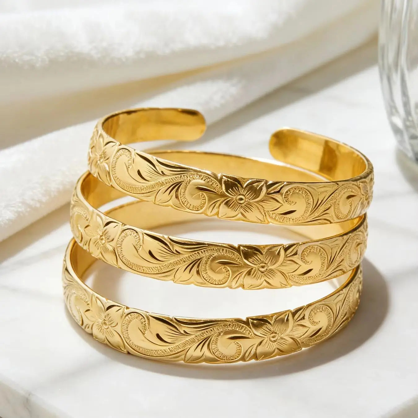 1pc Hawaiian Hamilton Heirloom Tribal Bangle Cuff Bracelet 14k Gold Plated Copper Jewelry
