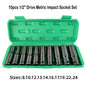 10pcs 1/2 Drive Metric Impact Socket Set Universal Deep Socket Wrench for Air Pneumatic Repair Tools