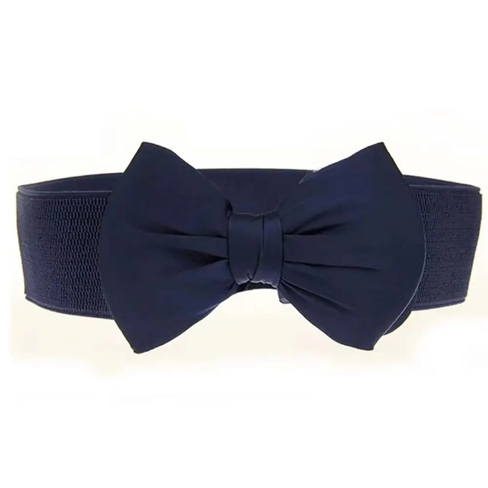 1Pcs New Big Bowknot Waist Belt Elastic Stretch Buckle Bow Waistband Wide Satin Bow Belt for Girls Lady Women
