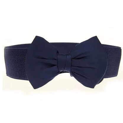 1Pcs New Big Bowknot Waist Belt Elastic Stretch Buckle Bow Waistband Wide Satin Bow Belt for Girls Lady Women