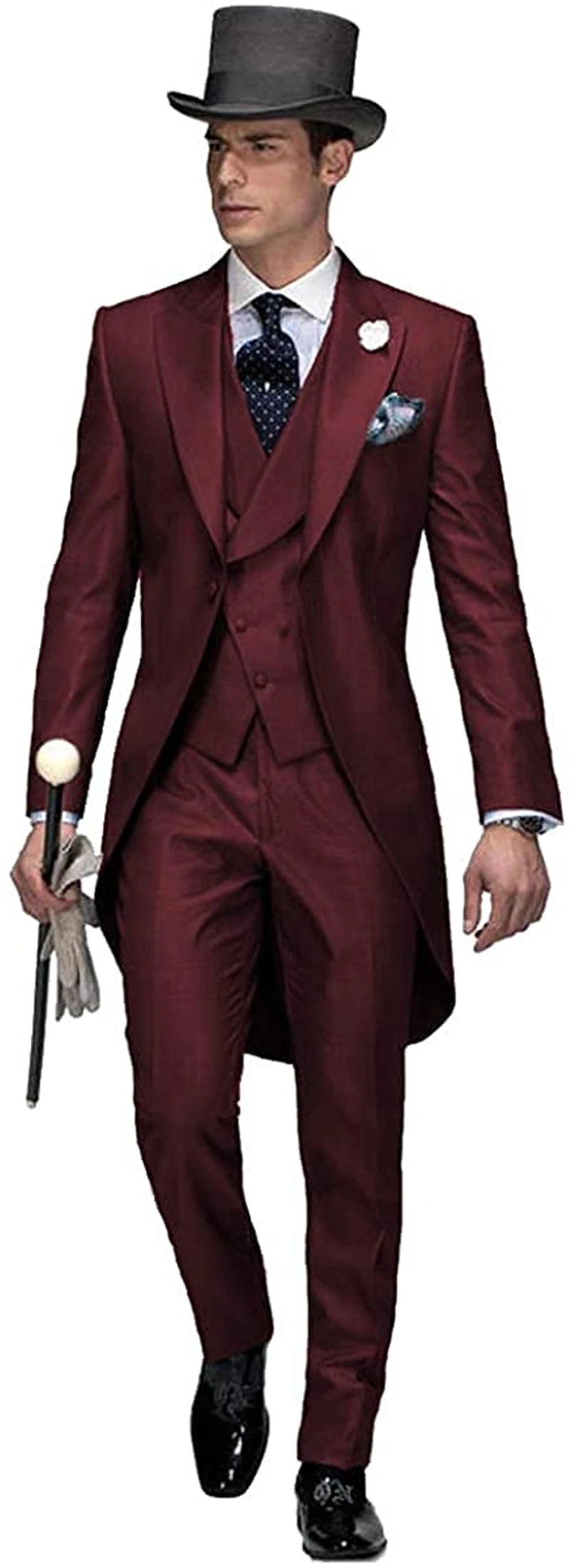 3 Piece Solid Men Suit Wedding Groom Tuxedo Long Blazer Best Man Formal Prom Male Suit Fashion Costume Homme (Jacket+Vest+Pants)