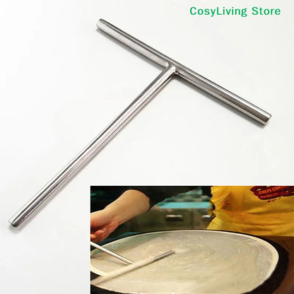 Stainless Steel Crepe Spatula Spreader Pancake T Maker Tool Turner Utensils Cake Shape Rake Pan Making Kit Stick Icing Brownie