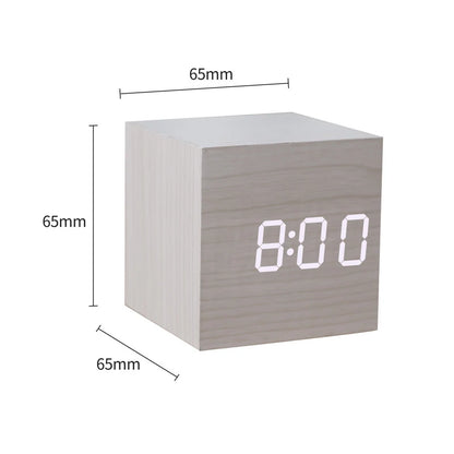 Alarm Clock LED Wooden Watch Table Voice Control Digital Wood Despertador USB/AAA Powered Electronic Desktop Clocks