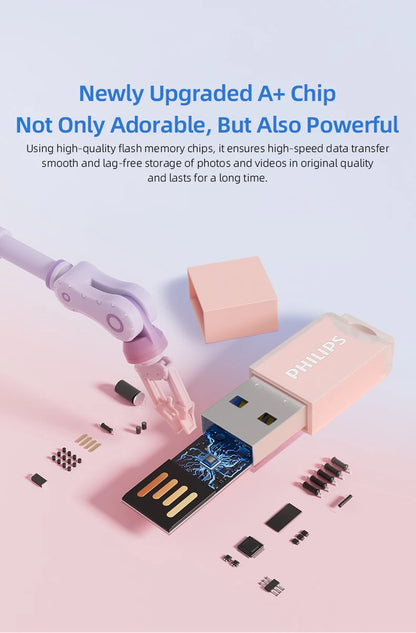 PHILIPS Cute 128GB USB Flash Drive Novelty Soft Silicone Memory Stick USB Thumb-Drive Cartoon for PC/Tablets/Mac/Laptop