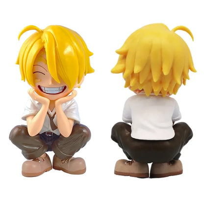 Anime peripheral series new ONE PIECE Luffy Solon Sanji Q-version sitting posture model figurine toy for children birthday gifts