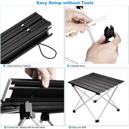 Ultralight Folding Camping Table, High Strength Aluminum, Portable Outdoor Dinner Desk for Picnic BBQ Garden Party, Foldable