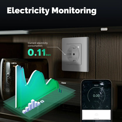 MOES Tuya ZigBee Smart Socket EU Wall Embedded Outlet Energy Monitor Indicator App Remote Control Voice Cotrol Alexa Google Home