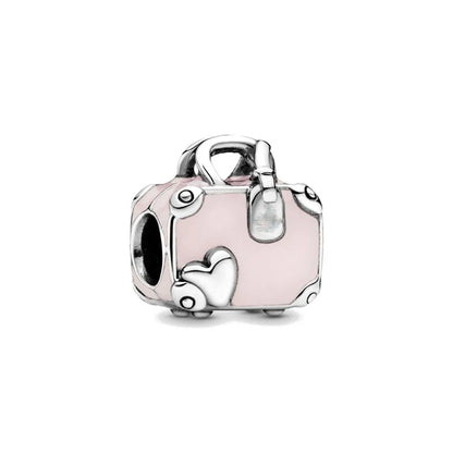 2025 Hot selling 925 Silver Pink Bird Moon Pendant Suitable for European Bracelets DIY Accessories Women's Charm Jewelry Gifts