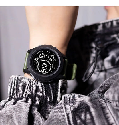 YIKAZE Men Sport LED Watches Top Brand Men Digital Clock Multi-Functional Rubber Man Fitnes Athlete Timekeeping Electronic Watch