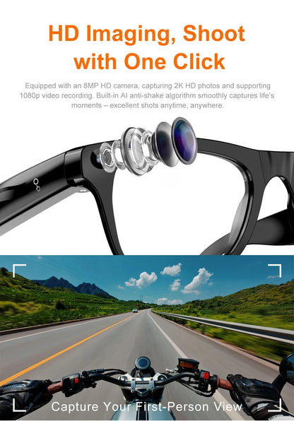 Lenovo AI Smart Shooting Glasses 800W HD Camera Wireless Bluetooth Calling Translation For Men Women Sunglasses With 3 Lenses