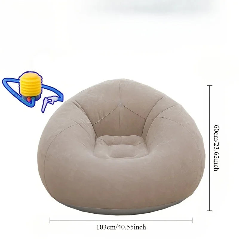 Large Lazy Inflatable PVC Sofa Chair Lounger Seat Bean Bag Tatami Style Living Room Couch 2026 Latest Models Puff Pouf