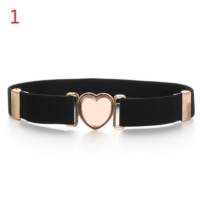 2022 Children Stretch Belts Girls Multicolor Adjustable Elastic Waist Belts with Heart Shape Buckle Waistband Accessories