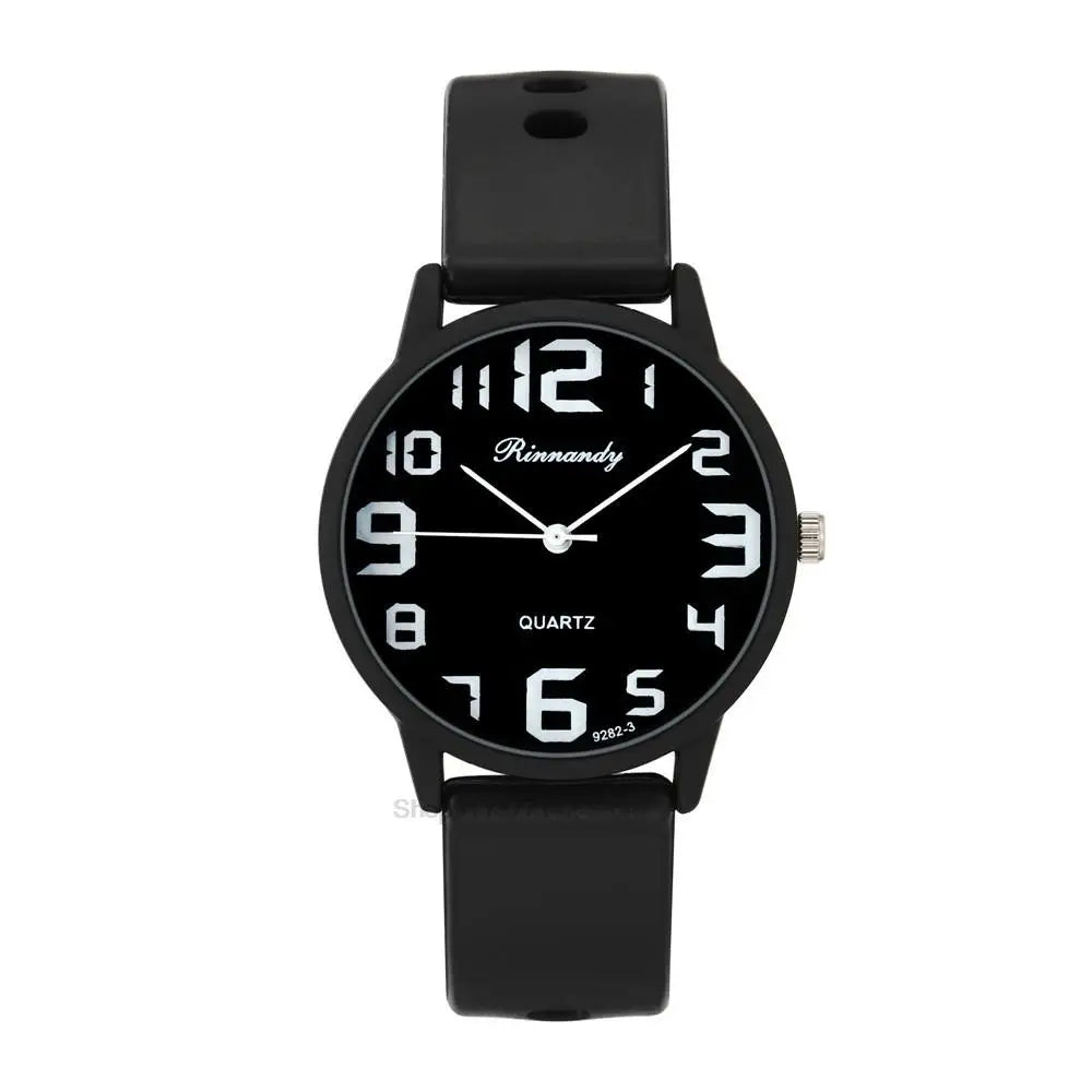 Women Fashion Silicone Watches Set Minimalist High Number  Qualities Big Dial Ladies Quartz Wristwatches With Casual Clock Gifts
