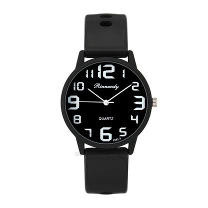 Women Fashion Silicone Watches Set Minimalist High Number  Qualities Big Dial Ladies Quartz Wristwatches With Casual Clock Gifts